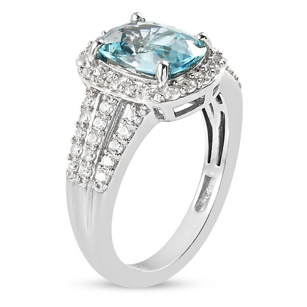 Blauer und Wei&szlig;er Zirkon Ring 925 Silber platiniert image number 5