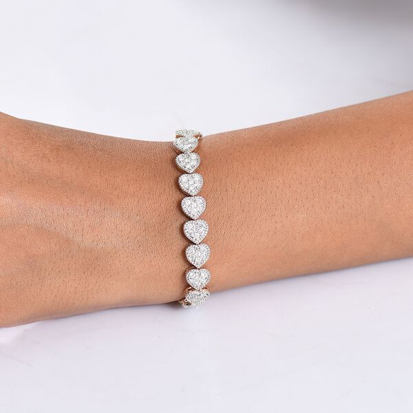 LUXURIANT SGL zertifiziertes SI-GH Labor Diamant 19cm Armband, 925 Silber 750 Gelbgold Vermeil - 4 ct. image number 3