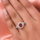 Afrikanischer Rubin und Zirkon-Ring, (Fissure gefüllt), 925 Silber vergoldet image number 2