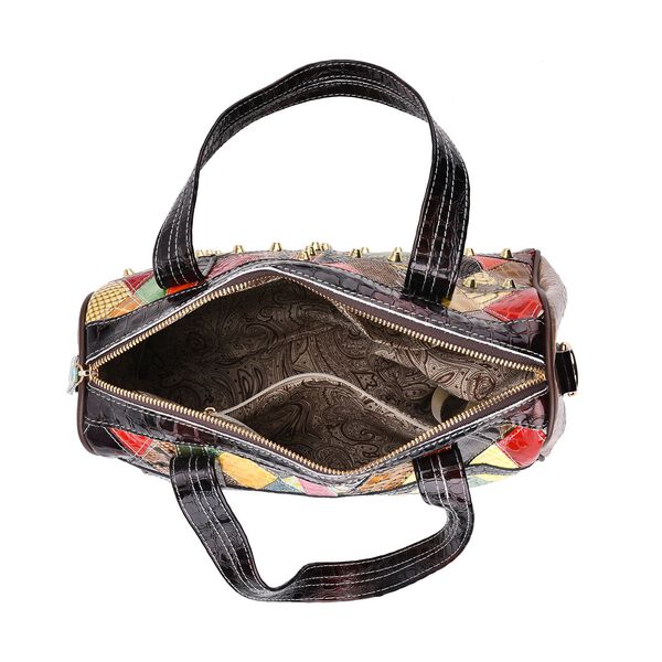 Chaos by Elsie Echtleder Multicolor Crossbody Tasche mit RFID-Schutz und Mini-Taschenlampe und LA MAREY Schal aus 100% Maulbeerseide image number 6