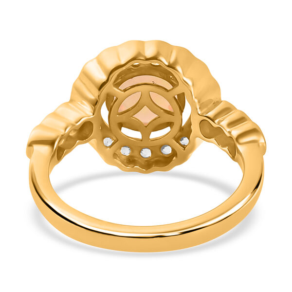 Nat&uuml;rlicher &Auml;thiopischer Opal und Zirkon Halo Ring 925 Silber 585 Vergoldet image number 6