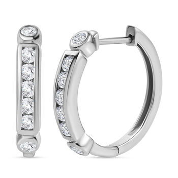 Moissanit Creolen, 925 Silber rhodiniert - 0,84 ct.