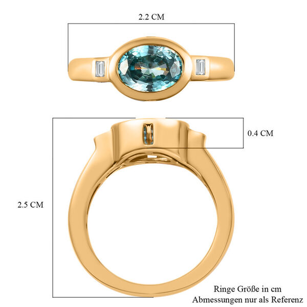 Blauer und Weißer Zirkon Ring 925 Silber vergoldet  ca. 2,17 ct image number 7