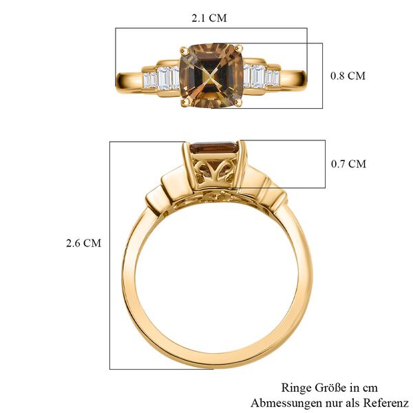 AAA Nat&uuml;rlicher goldener Tansanit und Diamant Ring in 585 Gold - 1,84 ct. image number 7