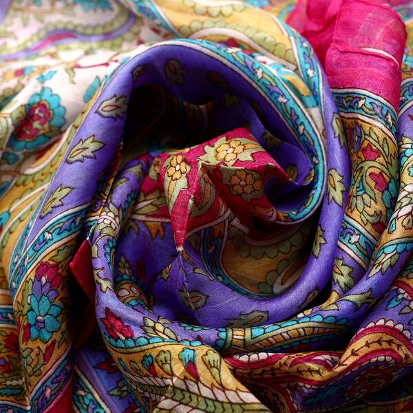 100% Seidenschal, bedruckt mit Paisleymuster, 50x160cm, Rosa image number 6