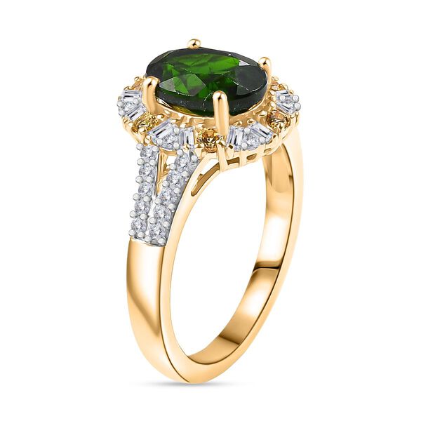 D'Joy Nat&uuml;rlicher Chromdiopsid, Gelber Saphir Ring 925 Silber 750 Gelbgold Vermeil (Gr&ouml;&szlig;e 20.00) ca. 2,52 ct image number 5