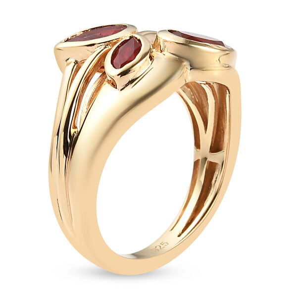 Mexikanischer Kirschfeuer-Opal Ring 925 Silber vergoldet  ca. 0,91 ct image number 4