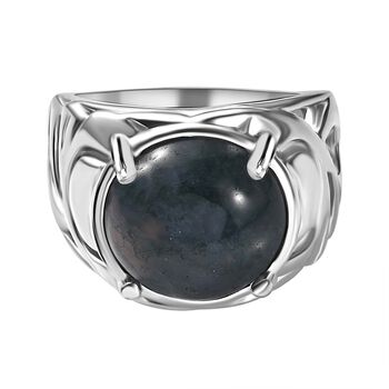 Moosachat Ring Messing (Gr&ouml;&szlig;e 17.00) ca. 6,82 ct