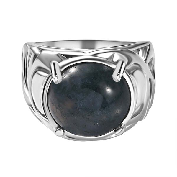 Moosachat Ring Messing (Gr&ouml;&szlig;e 17.00) ca. 6,82 ct