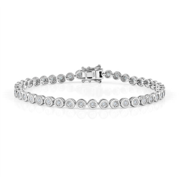 D'Joy wei&szlig;es Diamant 19cm Armband, 925 Silber rhodiniert - 0,35 ct.