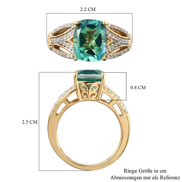 Pfau Triplett Quarz und Zirkon Ring 925 Silber vergoldet  ca. 3,56 ct image number 7