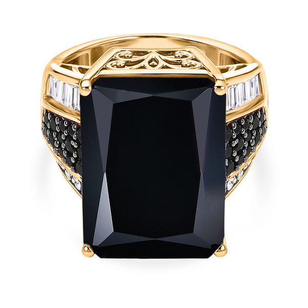 D'Joy schwarzer Spinell und Moissanit Ring - 23,27 ct.
