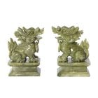 2er-Set handgefertigte Grün-Serpentin Feng-shui Drachen-Figuren, 9,5x4,5x12 cm