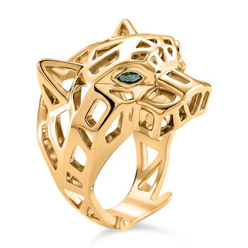 Gr&uuml;ner Zirkonia Ring Nickelfreies Messing, Gelb Vergoldet (Gr&ouml;&szlig;e 20.75)