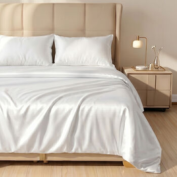 LA MAREY SIGNATURE Seiden Bettw&auml;sche Set, 4 teilig, 230x260cm, 100% Maulbeerseide, Elfenbeinfarben