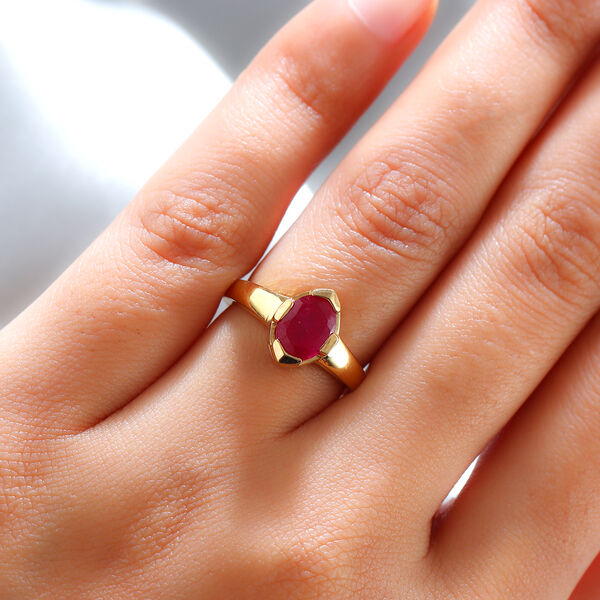 Afrikanischer Rubin-Ring, (Fissure gefüllt), 925 Silber vergoldet image number 3