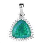 Pfau Quarz Triplette, Weißer Zirkon Anhänger 925 Silber rhodiniert ca. 10.95 ct