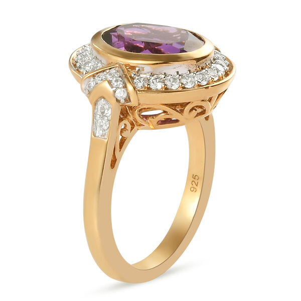 Lusaka Amethyst und Zirkon Ring 925 Silber vergoldet  ca. 4,13 ct image number 3
