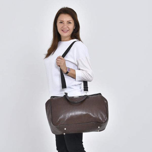 Weekender-Reisetasche mit Krokodilmuster, Braun image number 3