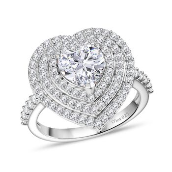 D'Joy Moissanit Ring 925 Silber rhodiniert (Gr&ouml;&szlig;e 21.00) ca. 2,50 ct