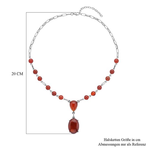 Rotes Achat Collier, ca. 45 cm, silberfarben ca. 70.00 ct image number 4