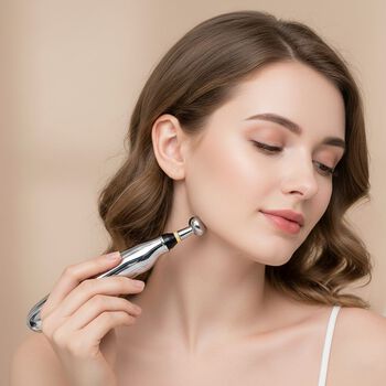 Akupunktur Meridian Stift mit Mikrostrom, wiederaufladbar, 9 Intensit&auml;tsstufen, Silber