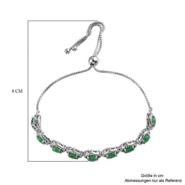 Gr&uuml;nes Jade-Bolo-Armband, ca. 16-26 cm, 925 Silber platiniert ca. 4,62 ct image number 5