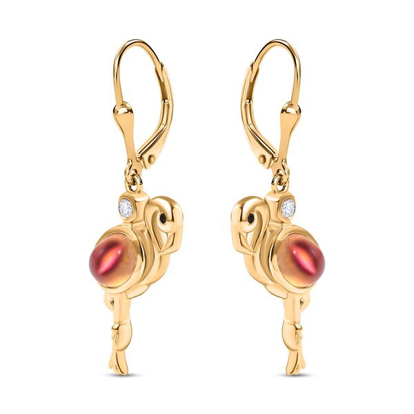 Flamingo Mondstein und Zirkon Ohrringe - 1,94 ct. image number 4