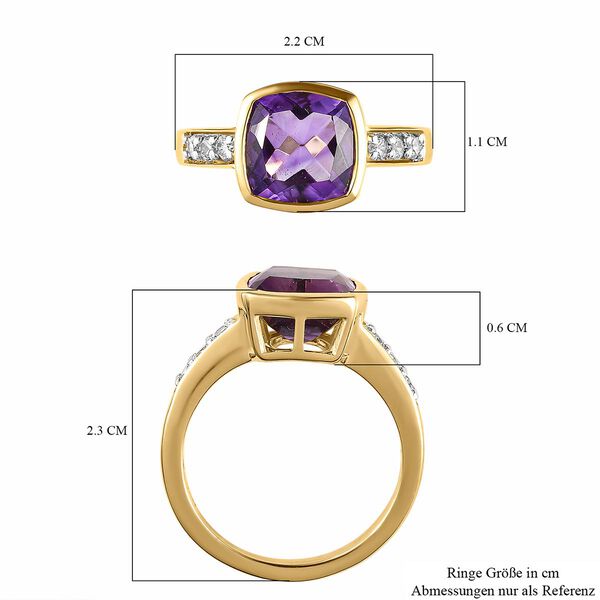 Natürlicher, marokkanischer Amethyst und weißer Zirkon-Ring, 925 Silber vergoldet  ca. 3,83 ct image number 7