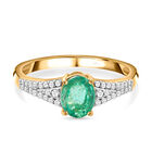 AAA Äthiopischer Smaragd und weißer Diamant Ring, 585 Gold (Größe 20.00) ca. 1.31 ct