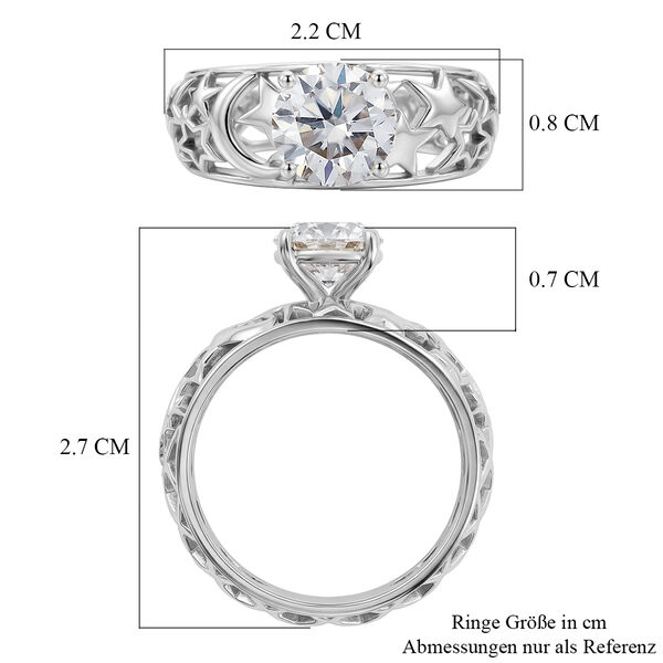 D'Joy Moissanit Ring 925 Silber Platiniert (Gr&ouml;&szlig;e 17.00) ca. 1,20 ct image number 6