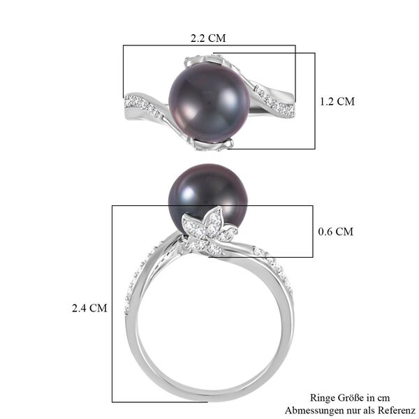 9-10 mm Tahiti Perle und Moissanit Ring - 0,32 ct. image number 7