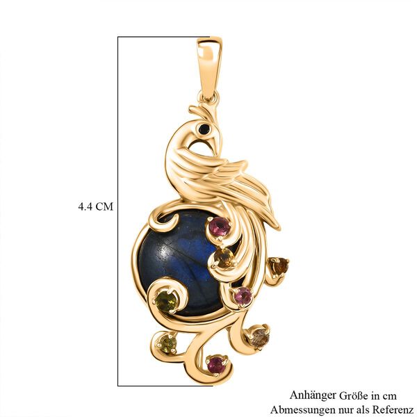 Labradorit, Mehrfarbiger-Turmalin Anh&auml;nger Messing ca. 11.03 ct image number 6