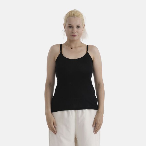 LA MAREY Maulbeerseide Top 100% Seide Schwarz Gr&ouml;&szlig;e L