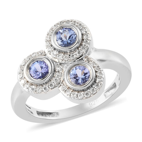 Tansanit und Zirkon-Ring, 925 Silber platiniert  ca. 0,86 ct image number 2