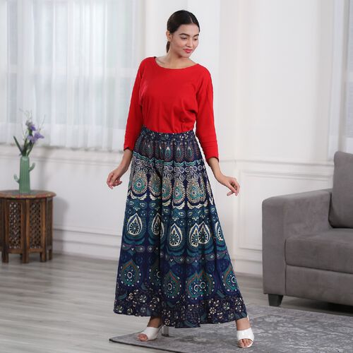 Boho Palazzo-Hose mit weiten Beinen, Blau image number 0