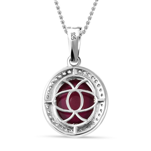 AAA Afrikanischer Rubin und weißer Zirkon Anhänger mit Kette, 925 Silber platiniert ca. 20.52 ct image number 5