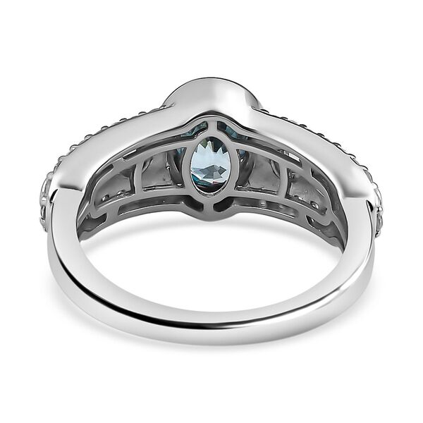 Kambodschanischer, blauer Zirkon, weißer Zirkon Ring, 925 Silber platiniert, ca. 2.68 ct image number 6