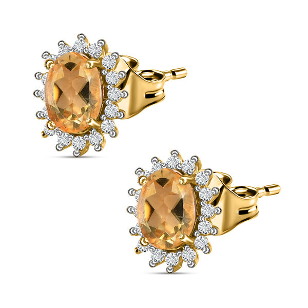 AA Citrin, Zirkon Ohrringe 925 Silber Gelbgold Vermeil ca. 1.71 ct image number 6