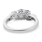 Tansanit und Zirkon 3 Stein Ring 925 Silber Platin-Überzug image number 5