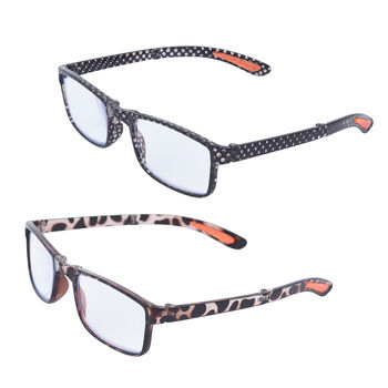 Faltbare Lesebrille 2 St&uuml;ck Set, Blaulichtfilter, Testkit, 18,5x3,6x8,3cm