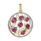 Afrikanischer Rubin (Fissure gefüllt) Anhänger 925 Silber Gelbgold Vermeil ca. 2.43 ct