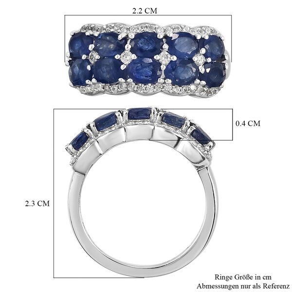 Masoala Saphir und Zirkon-Ring, 925 Silber platiniert, 3,30 ct. image number 7