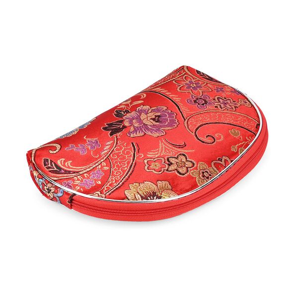 10er-Set Jacquard gewebter Schmuckbeutel mit Rei&szlig;verschluss, 5 verschiedene Gr&ouml;&szlig;en, Rot-Gold image number 4