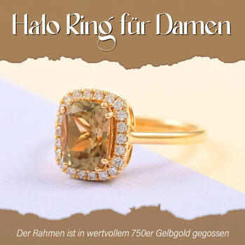 ILIANA AAA Turkizit und SI GH Diamant-Ring in 750 Gelbgold - 2,65 ct.