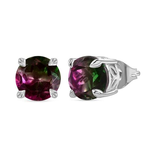 Wassermelonen Quarz Triplette Ohrringe 925 Silber platiniert ca. 4,56 ct. image number 0