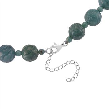 D'Joy Nat&uuml;rlicher Olmek Jadeit Halskette ca. Flexibles cm 925 Silber rhodiniert ca. 400.00 ct