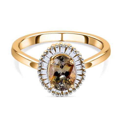 AA natürlicher goldener Tansanit und Diamant-Ring - 0,99 ct. image number 0