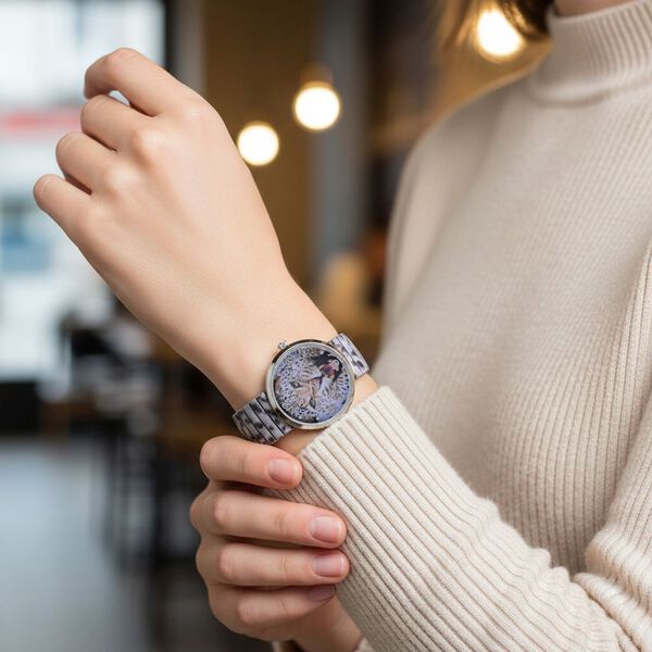 STRADA - Japanisches Uhrwerk, Flexible Uhr, Schneeleopard image number 2