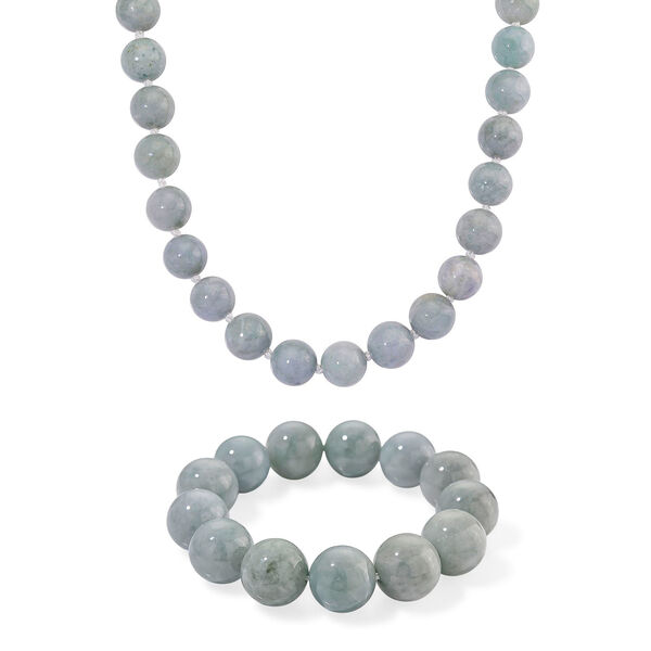 Nat&uuml;rliche wei&szlig;e flexible Jadeite Jade Halskette und Armband